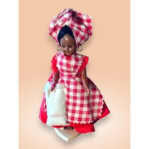 Vintage 9 inch New Orleans Souvenir Doll Hard Plastic Cotton Sack Sleep Eyes